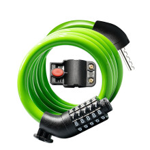 High-Security 5-Digit Resettable Bike Lock Cable with Mounting Bracket, Compatible with Bikes & Scooters – Green