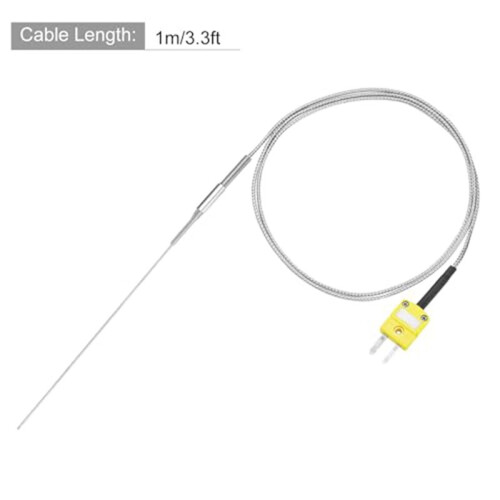 K Type Thermocouple with Plug, Meter Temperature Sensor Probe -50 to 1100C,3.3ft Wire 0.5x150mm 1