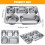 2Pack Stainless Steel Divided Plates Tray, 5Sections Rectangular Dinner Plates Control Plates, 11x8.7x1.7inch 2