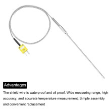 K Type Thermocouple with Plug, Meter Temperature Sensor Probe -50 to 1100C,3.3ft Wire 3.2x150mm