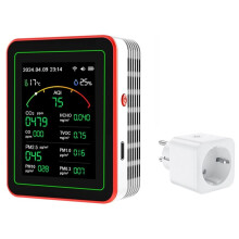 Air Quality Monitor 15 in 1 Air Quality Tester with PM CO 2 CO TVOC HCHO Temperature&Humidity Display EU Plug A