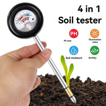 4-in-1 Soil Tester Humidity Meter Moisture, Sunlight, PH & Fertility Meter for Pot Plants, Greenhouses, Flowers&Farms