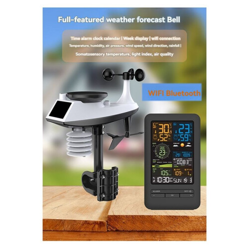 Intelligent Temperature Meter Multifunctional Weather Station Color Screen Digital Clock Intelligent Wind Anemometer 1