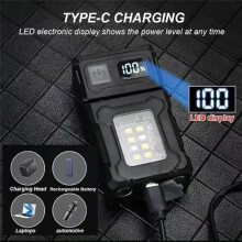 Lampe de Poche LED Rechargeable USB, Lampe de Poche Portable à Aimant Arrière, Lanterne de Camping Lumineuse, Lumière D'Urgence COB Latérale