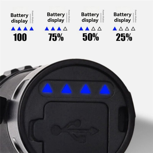 Flashlight Outdoor Highlight  Power Display Glare 3LED Flashlight Black