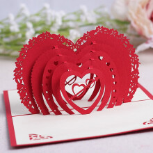 Valentine's Day Pop-up Card Love3D Paper Carving Heart-shaped Pop-up Card,A