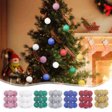 12pcs 3" Shatterproof Christmas Ball Ornaments, Glitter Finish, Pink, Compatible with Xmas Tree, Wreath & Vines