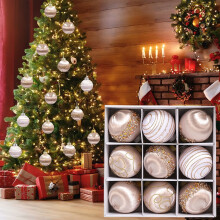 9Pcs Christmas Balls Navy Gold Ornaments - Luxury Christmas Tree Decorations Shatterproof - Satin Glitter Xmas Bulbs Set, 8cm3.15 inch
