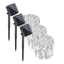 4er-Pack 22/32 m lange Solar-LED-Lichterkette für den Außenbereich, wasserdicht, mit leuchtenden Perlen, ideal für Weihnachtsfeiern und