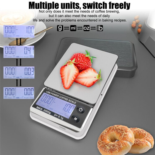 Pocket Scale Electronic Scale Auto Timer Digital Kitchen Coffee Scale High Precision Cyclic Rechargeable 1