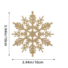 Décorations de Noël en forme de flocons de neige dorés, en plastique pailleté, 12 pièces