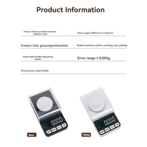 USB Charging High Precision Carat Scale Jewelry Scale Medicinal Materials Multi-Function Electronic Scale Silver