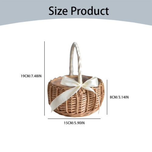 Hand Woven Wicker Basket with Handle – Khaki 2