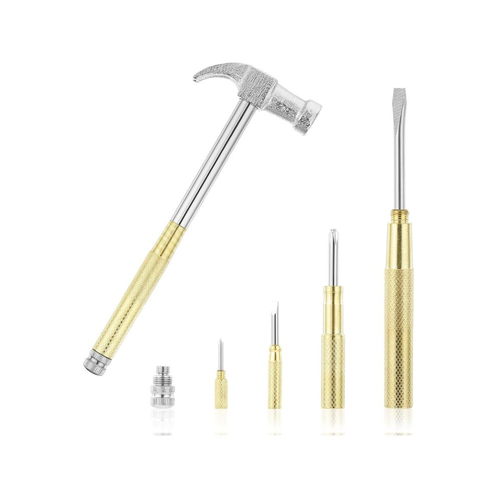 Hammer 6 In 1 Small Hammer Brass Hammer Screwdriver With Screwdriver Hammers Hand Tools Hammer For Picture Hanging 6032538054693