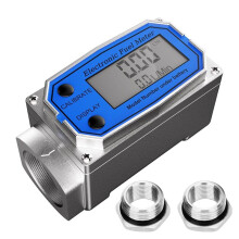 Medidor de Flujo de Combustible de 1 Pulgada con Adaptadores de 3/4 Pulgada, Medidor de Flujo de Turbina Digital de 2,5 A 31 GPM, Medidor de Flujo