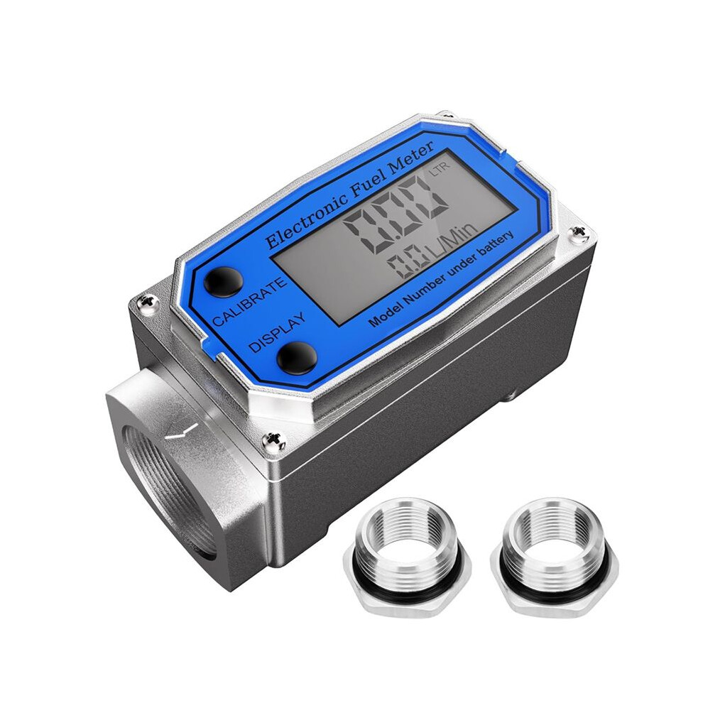 1 Inch Fuel Flow Meter With 3/4 Inch Adapters, Digital Turbine Flow Meter 2.5-31 Gpm Inline Npt Thread Dieselflow Meter 6032542452119