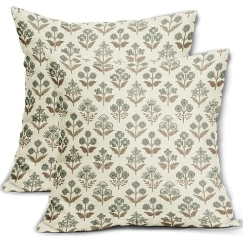 Kussensloop met blokprint, 45x45 cm, blauwgroen, polyester