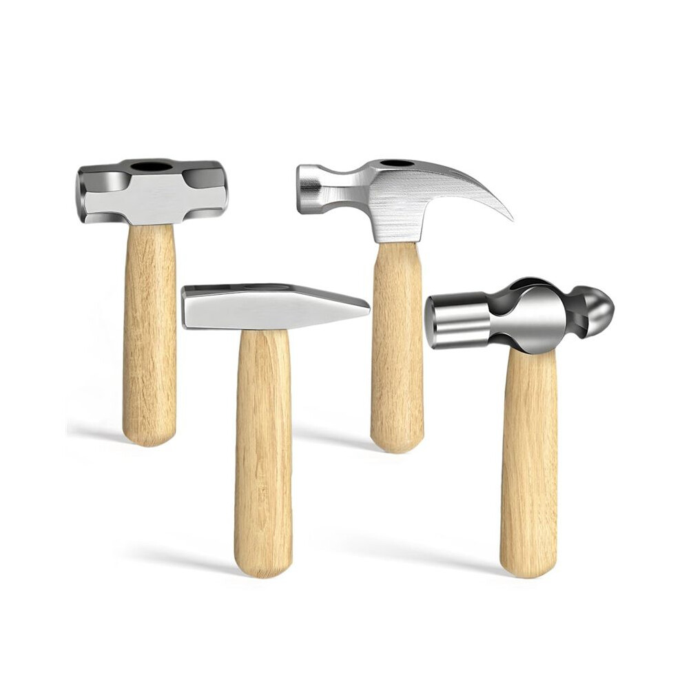 4Pcs Small Hammer Set, Forged And Polished Steel Short Wood Handle, 10Oz Claw Hammer, 11Oz Peen Hammer 6133606755105