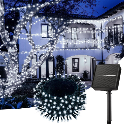 15,5 m 120 LED solcellelyskæde, kold hvid, 8 lysindstillinger, IP65 1