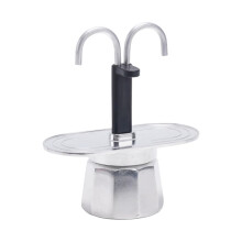 2 Cup Moka Pot Aluminum Stovetop Espresso Maker 100ml Fast Heating Dual Spout Italian Style for Camping