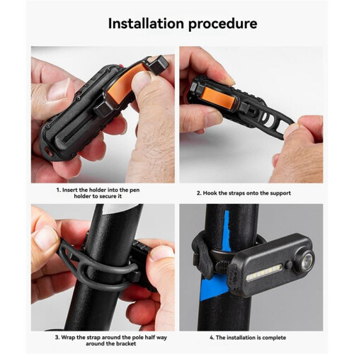 Outdoor Flashlight Pen Clip Safety Warning Light Rechargeable Flashlight Outdoor Multi-Function Shoulder Strap Light A 2