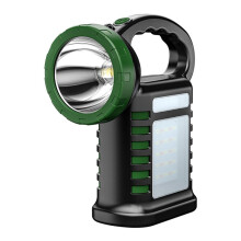 Solar-Rechargeable Long-Range COB Flashlight, 2-in-1 Power Bank & Work Light for Camping, Outdoor, Emergency Green