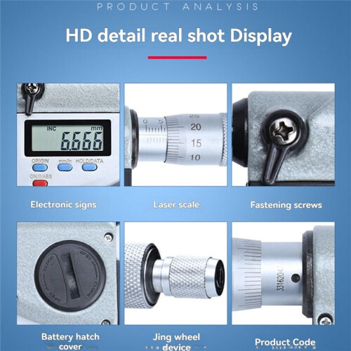 Digital Display 0.001mm Micrometer IP65 Waterproof Electronic Digital Caliper Gauge 50mm-75mm 1