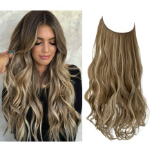 Extensiones de cabello sintético con alambre invisible, largas, onduladas y rizadas, con diadema ajustable para mujer, 18 pulgadas.
