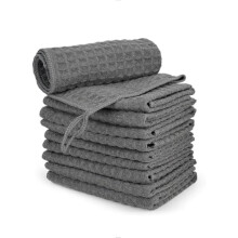 Lot de 10 chiffons Barista Micro Cloth, chiffons de nettoyage en microfibre gaufrée pour machines à café et cuisine – Gris foncé (30 x 30 cm)
