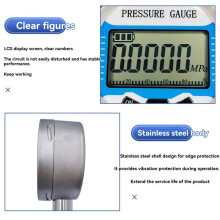 G1/4-Schroefdraad Gas Water Olie Lucht Brandstof Drukmeter 100 mm Wijzerplaat 0-60 MPa Radiaal LCD-Scherm Manometer