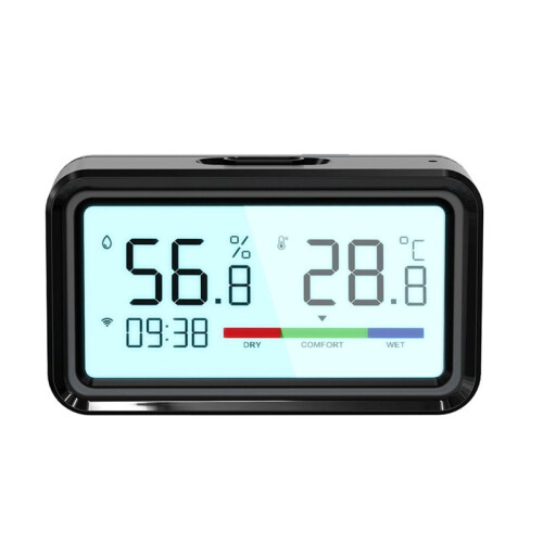 Zigbee Weather Station Digital Thermometer Tuya Hygrometer Electronic Table Clock Temperature and Humidity Sensor Black 1