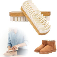2-in-1 Suede & Nubuck Brush, Rubber Head with Enhanced Dust-Absorbing Texture, White (2 Pcs)