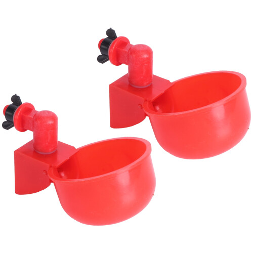 2Pcs Poultry Drinking Bowl Ducks Drinker Water Dispenser for Chicken (Red) 2