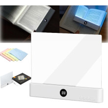 Lampe de lecture LED intelligente, rechargeable, 3 couleurs à intensité variable, minuterie, protection des yeux, design plat avec marque-page –