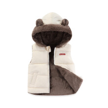 Manteau d'hiver pour bébé garçon/fille, gilet à capuche rembourré et chaud, sans manches, avec fermeture éclair et oreilles d'ours, pour