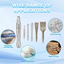 Micro-Air Flux Chipper for Removing Plaster Welding Slag Stone and Wood Carving with Foot and 5 Chisels WL-12595K