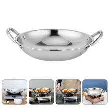 Stainless Steel Wok Pan with Double Handles 19 cm
