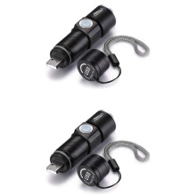 2X 395Nm UV Light Flashlight Blacklight USB Rechargeable LED Flashlight Waterproof Inspection Pet Urine Torch Lamp
