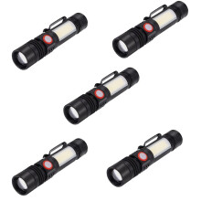 5X LED Flashlight Waterproof Flashlight Magnetic Torch Zoom T6+COB Flashlight with A Clip Hand Light 18650 Battery