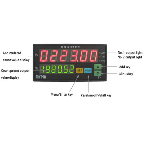 2X MYPIN Counter  Length Batch Meter 1 Preset Relay Output Count Meter Practical Length Meter 90-260V 1