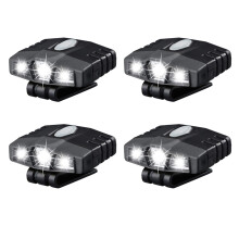 4X Ultra Bright Hands-Free LED Clip Hat Light - Rechargeable 150 Lumens Spotlight Waterproof Cap Light
