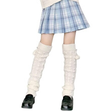 Meias compridas de tricô estilo Lolita para mulheres, aquecedores de perna, estilo Harajuku japonês kawaii, meias de cano curto para o inverno.
