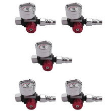 5Pc 1/4 Inch Bsp Air Regulator Valve Tool Durable Small Tail Pressure Gauge 48 x 60mm with Nozzle for Spray Tool