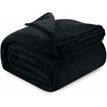 Black Fleece Blanket Queen Size Fuzzy Soft Anti-Static Microfiber Bed Blanket (90x90 Inch)