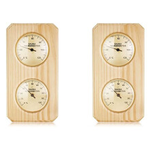 2X Wooden Sauna Thermometer and Hygrometer 2 in 1 Humidity Temperature Measurement for Home Family Hotel Sauna Room