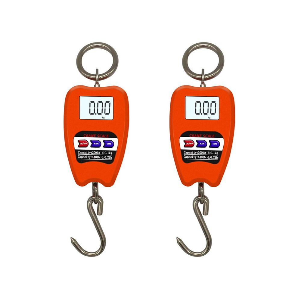 2X Crane Scale Weighing Digital Industrial Hanging Scale 200Kg/441Lb Heavy Duty Hanging Hook Scales Orange 6032322625313