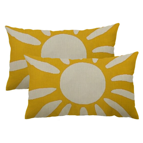 Capa de almofada de linho 30x50cm, Amarelo Sol,