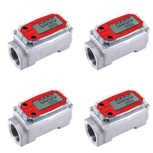 4X Visor LCD Digital de Medidor de VazãO de Turbina Digital de 1 Polegada com Medidor de VazãO de CombustíVel de Contador NPT para Medir o ÓLeo Do