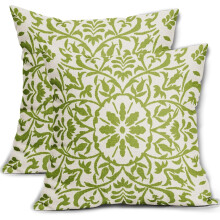 Conjunto de 3 capas de almofada em linho verde limão, 45x45cm.