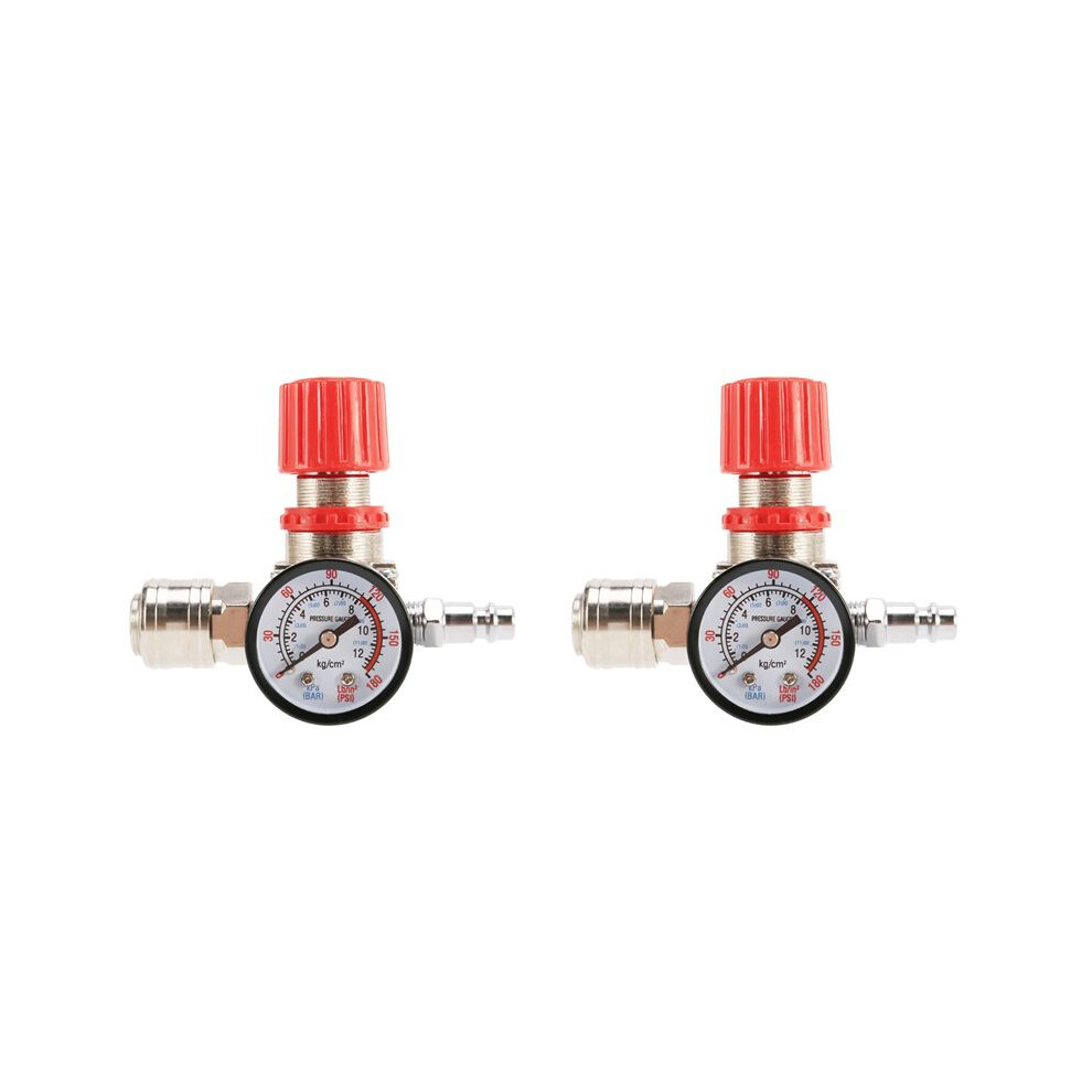 2Pcs 1/4Inch Pressure Regulator Air Compressor Pressure Regulator Reduction Valve 3 Holes Control Valve 6032401310468